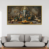 Retro Indian God Ganesha Painting – Vintage Wall Display